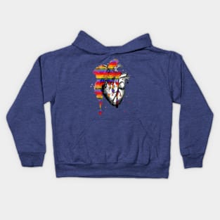 gay pride flag heart explode Kids Hoodie